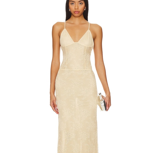 NBD Dresses & Skirts - NBD Cozette Maxi Dress sand maxi lace